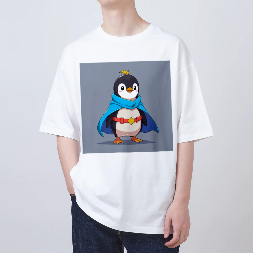 ganeshaのスーパーヒーローのマントを着たかわいいペンギン オーバーサイズTシャツ