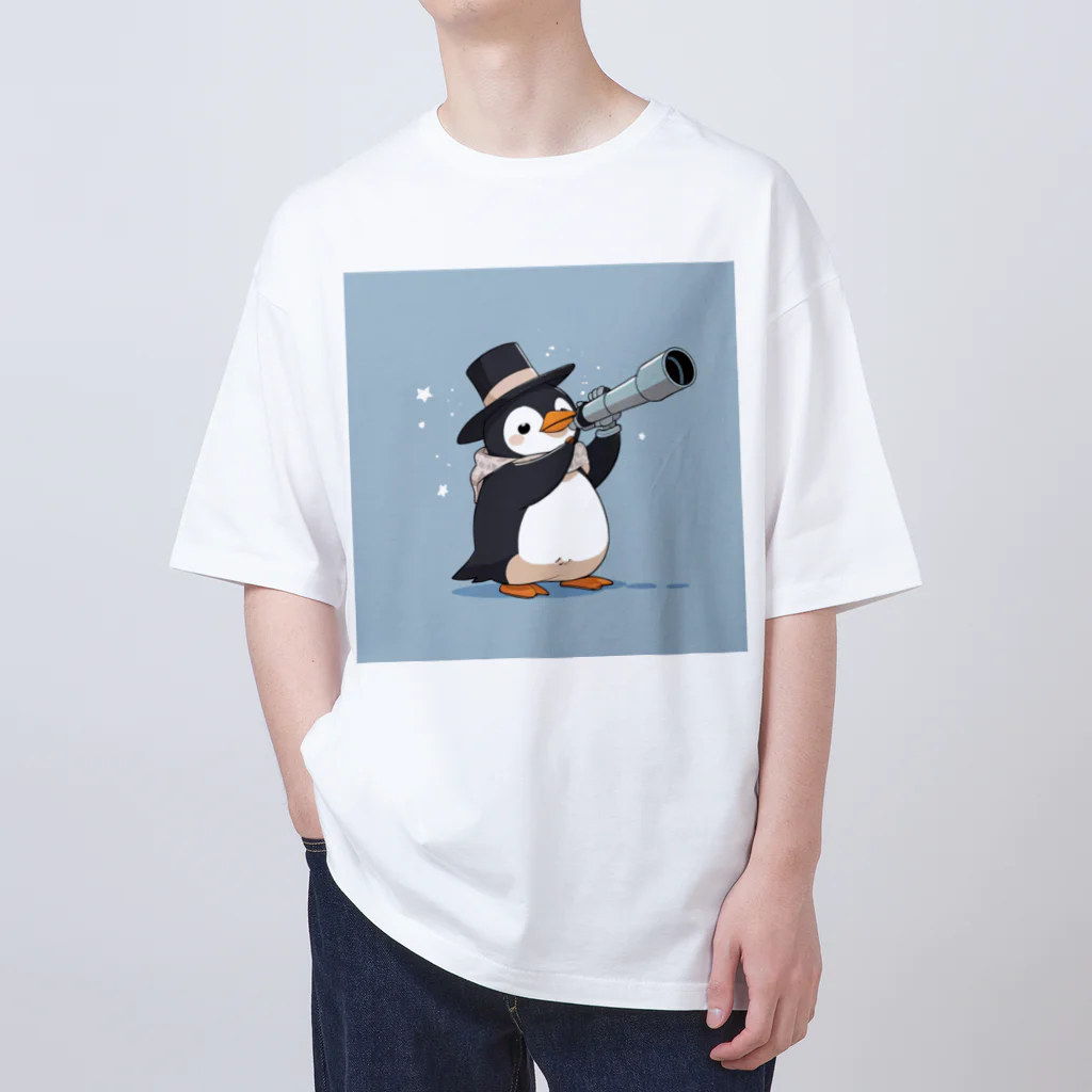 ganeshaのおもちゃの望遠鏡でかわいいペンギンに会おう Oversized T-Shirt