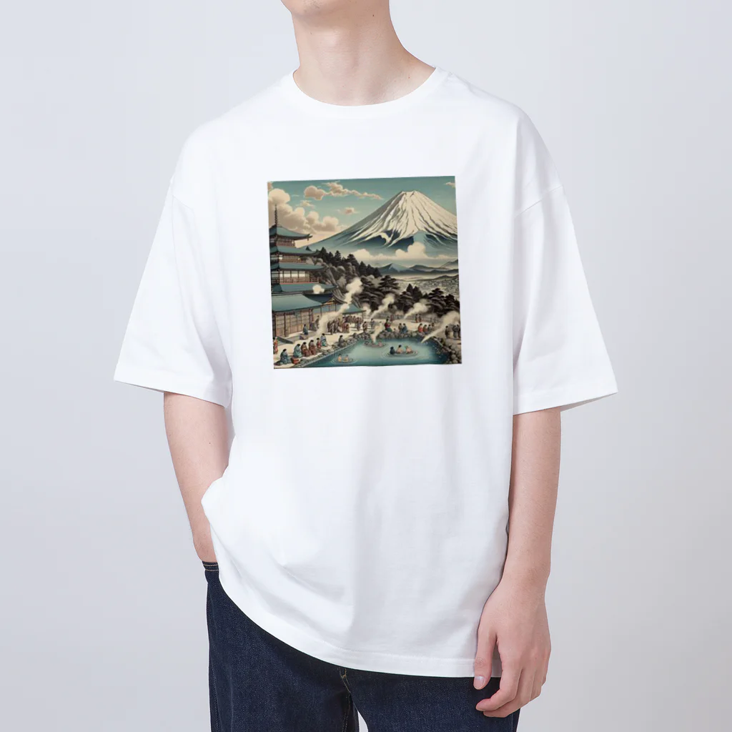 kimagure_MARCHEのJapan Mt. Fuji Sento Bathhouse Beautiful scenery オーバーサイズTシャツ