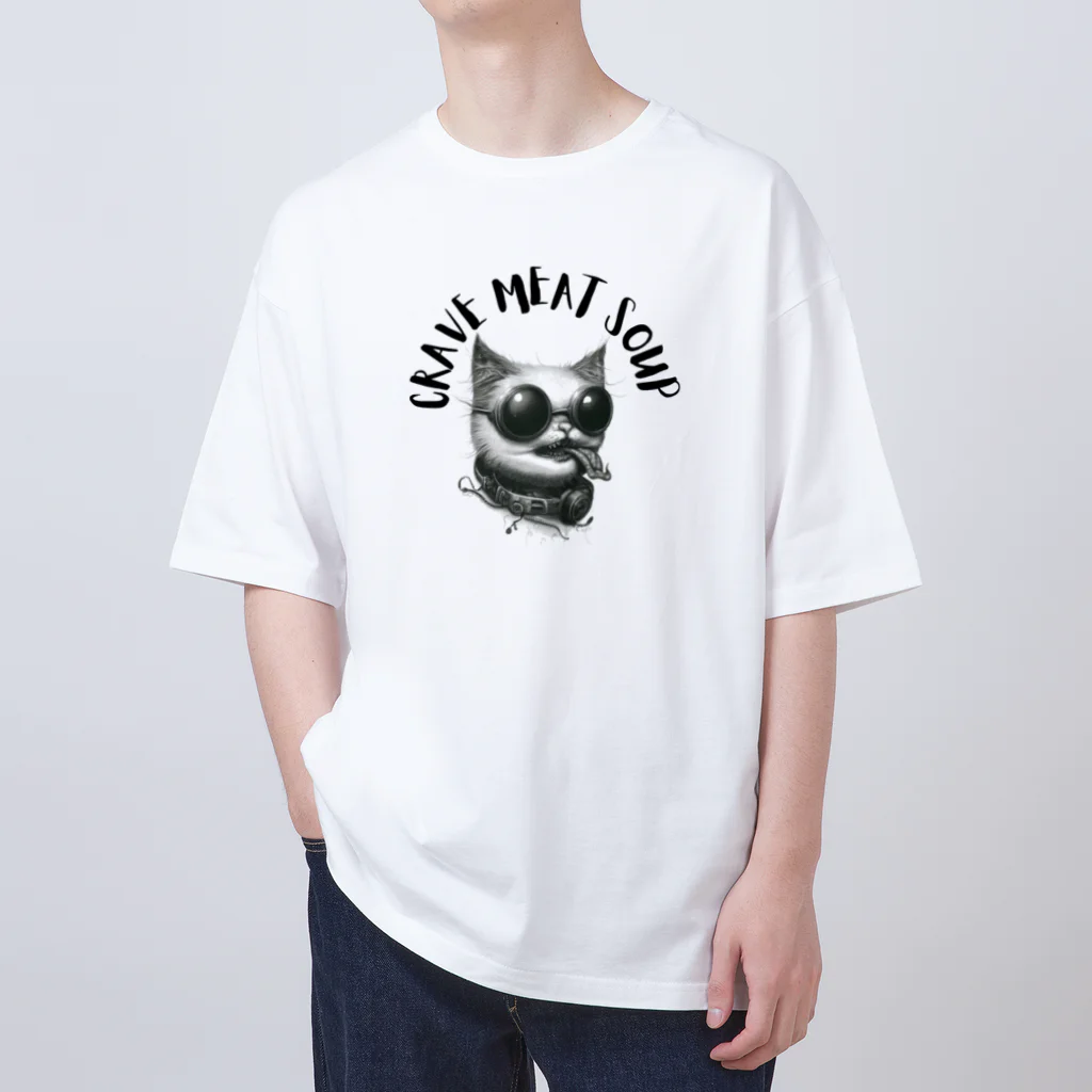 CRAVE MEAT SOUPの#drunk cat Oversized T-Shirt