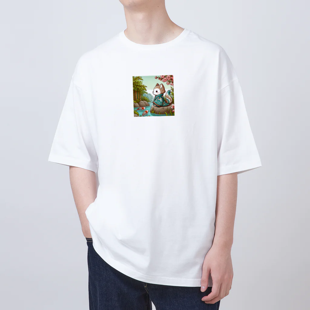 yu-chan3のほのぼの猫と鯉 Oversized T-Shirt