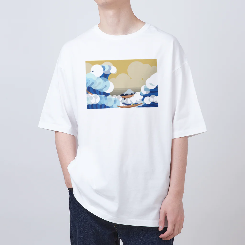 Apples_Orangesの富嶽三十六景 神奈川沖浪裏-Remix Oversized T-Shirt