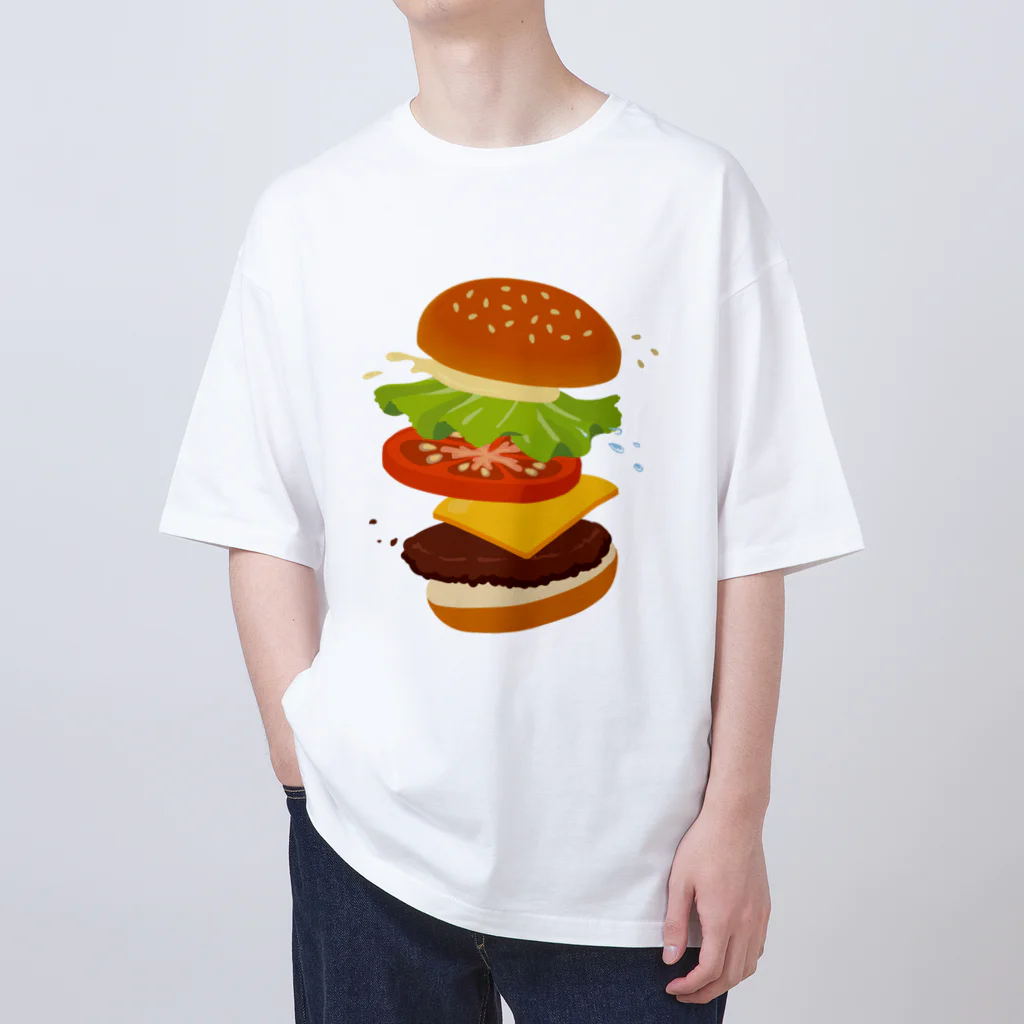 モツ煮子のフレッシュなハンバーガー オーバーサイズTシャツ