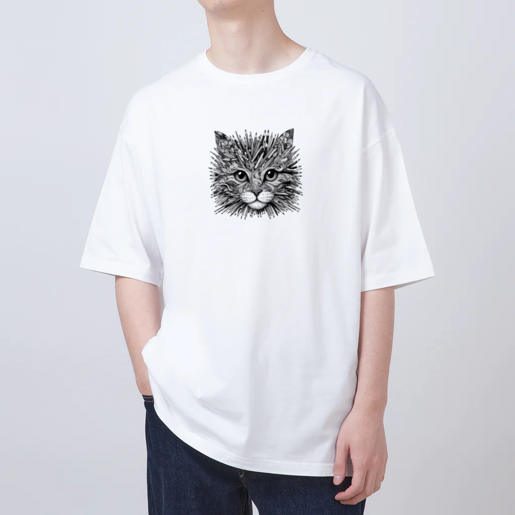 @猫グッズ製作所の芸術ねこ鉛筆まる Oversized T-Shirt