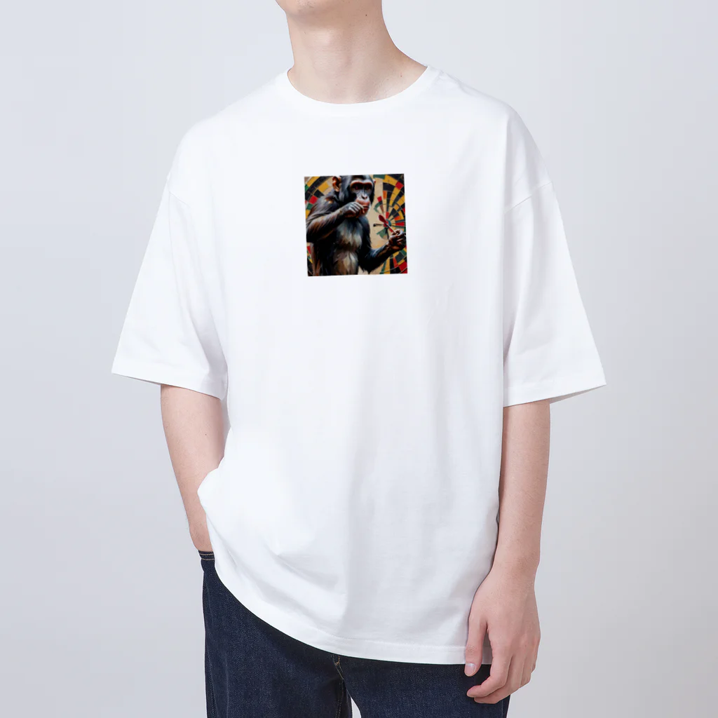 noBuのダーツをしているサル Oversized T-Shirt