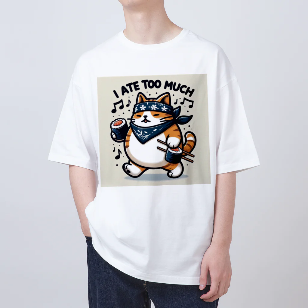 Onkakaka shopのたべねこToo much オーバーサイズTシャツ