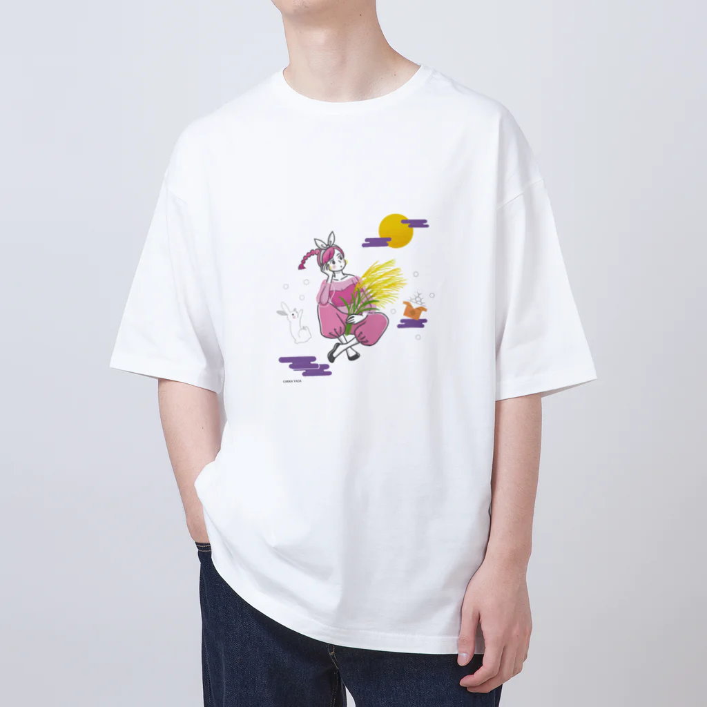 MIKA YADA illust shopの9月お月見の夜、うさぎと。 Oversized T-Shirt