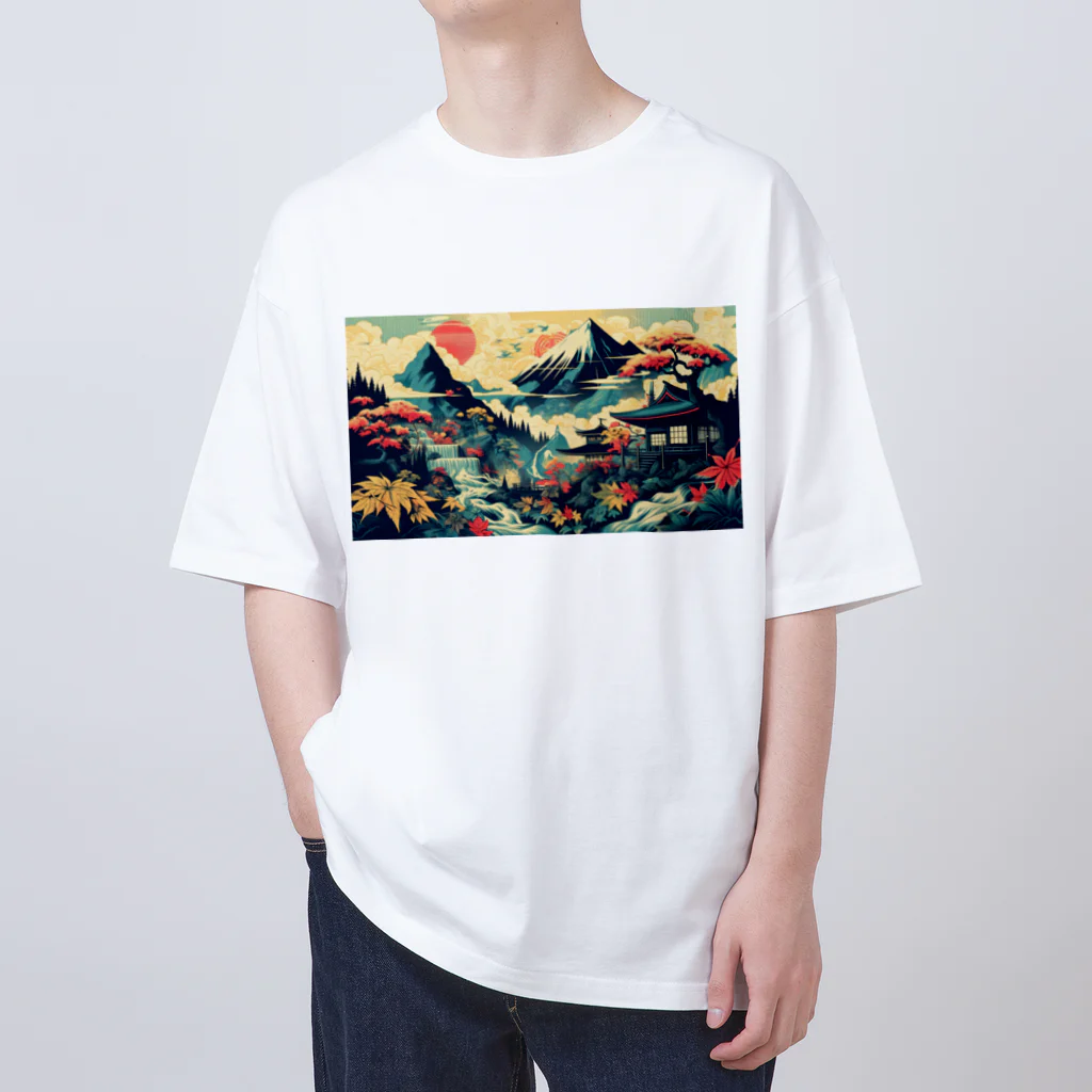 テクノ浮世絵の光彩を放つ自然 - 日本の山々 Oversized T-Shirt