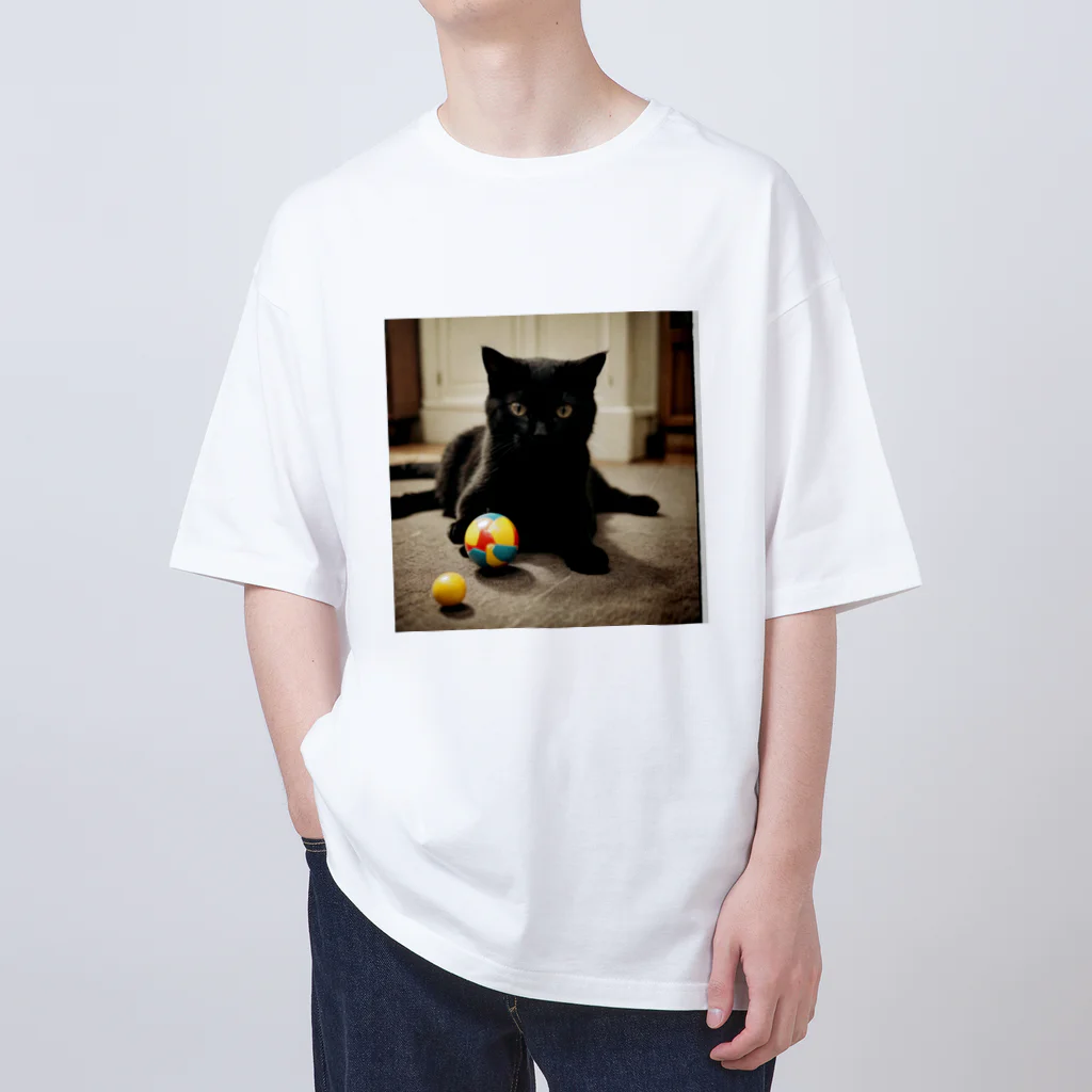 LittleHorseの遊ぶ猫 オーバーサイズTシャツ