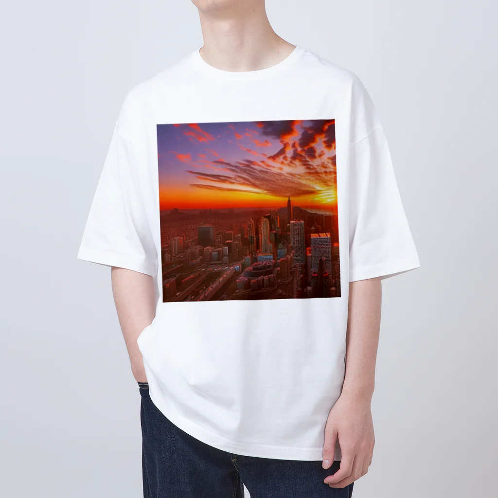 Rパンダ屋の「都会風景」グッズ Oversized T-Shirt