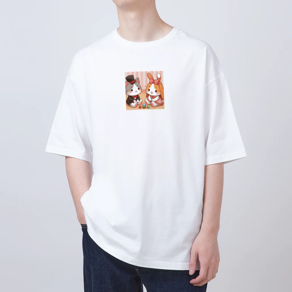 us shopのネコとウサギの戯れ Oversized T-Shirt