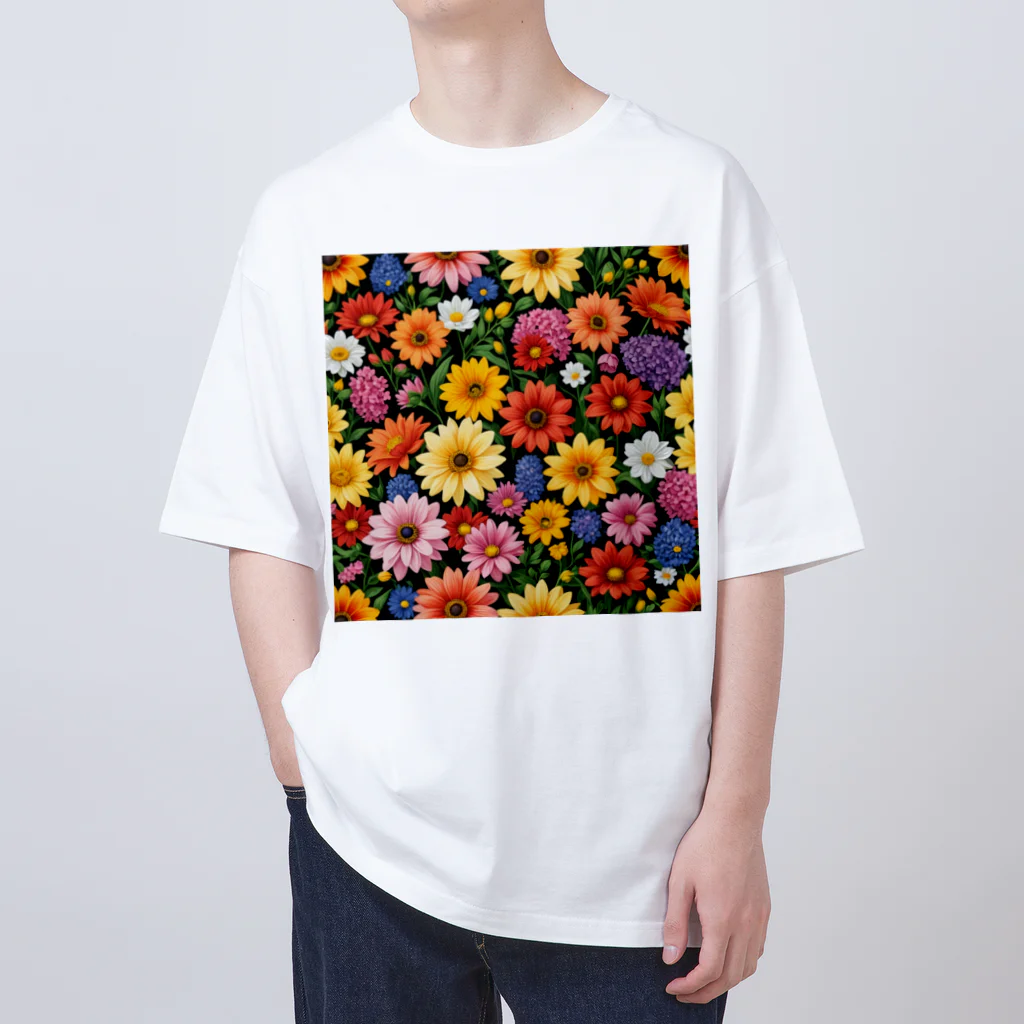 どさんこびより日和のいちめんの花々 オーバーサイズTシャツ