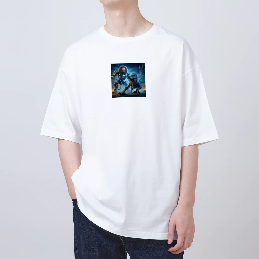 OTIRUBUTUBUTUのライオンロボットvsラプトル Oversized T-Shirt