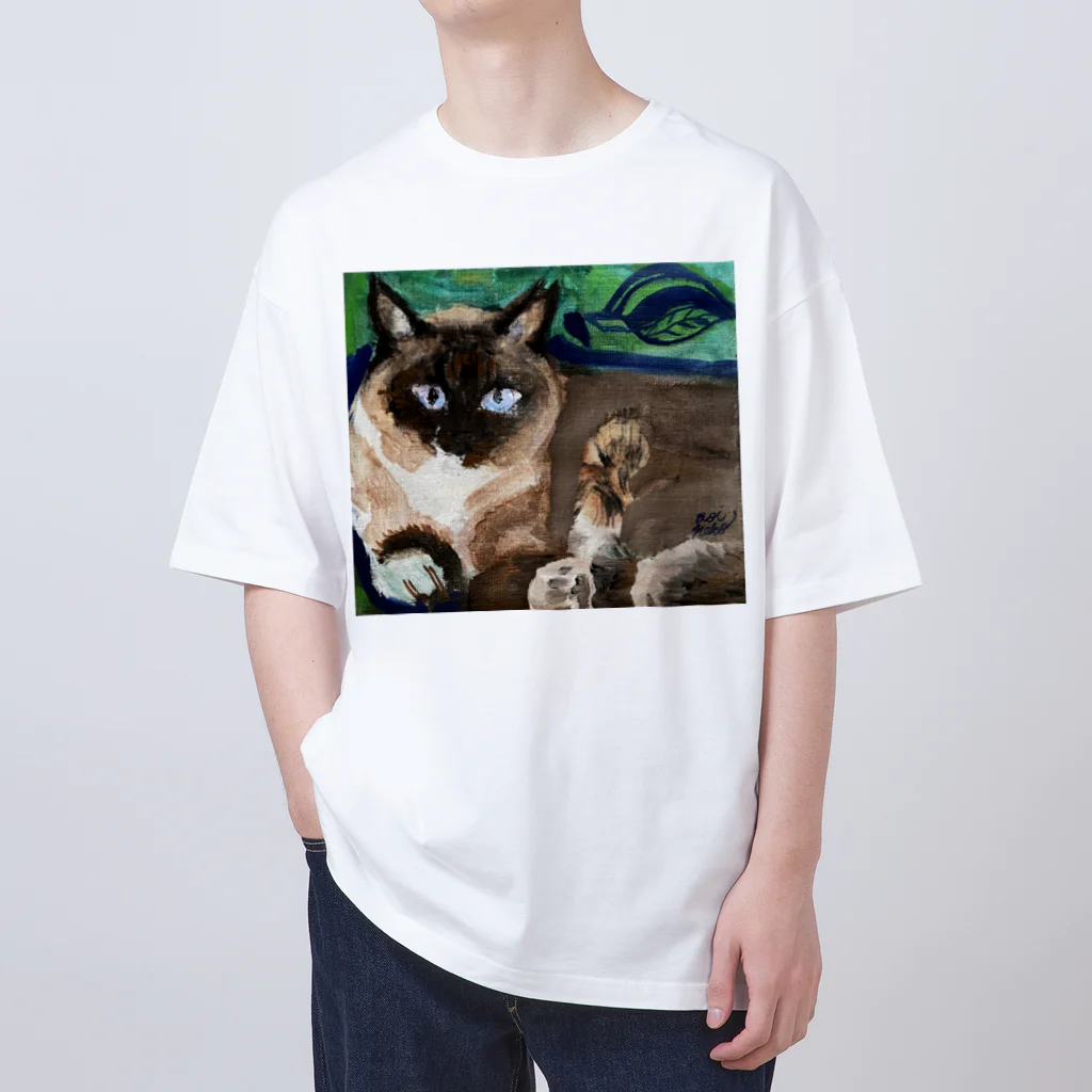 青い猫の青葉 Oversized T-Shirt