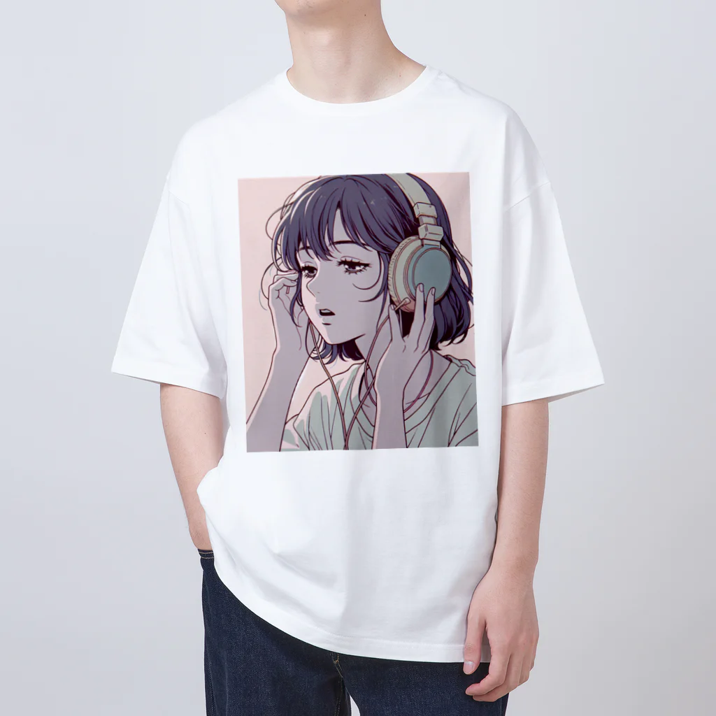 lamlamのヘッドフォンをしている女の子 オーバーサイズTシャツ