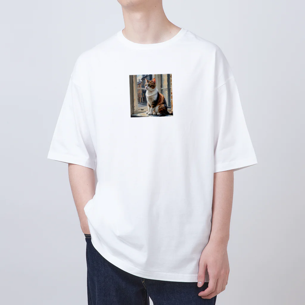 abahhyo1234の外を見る猫 Oversized T-Shirt