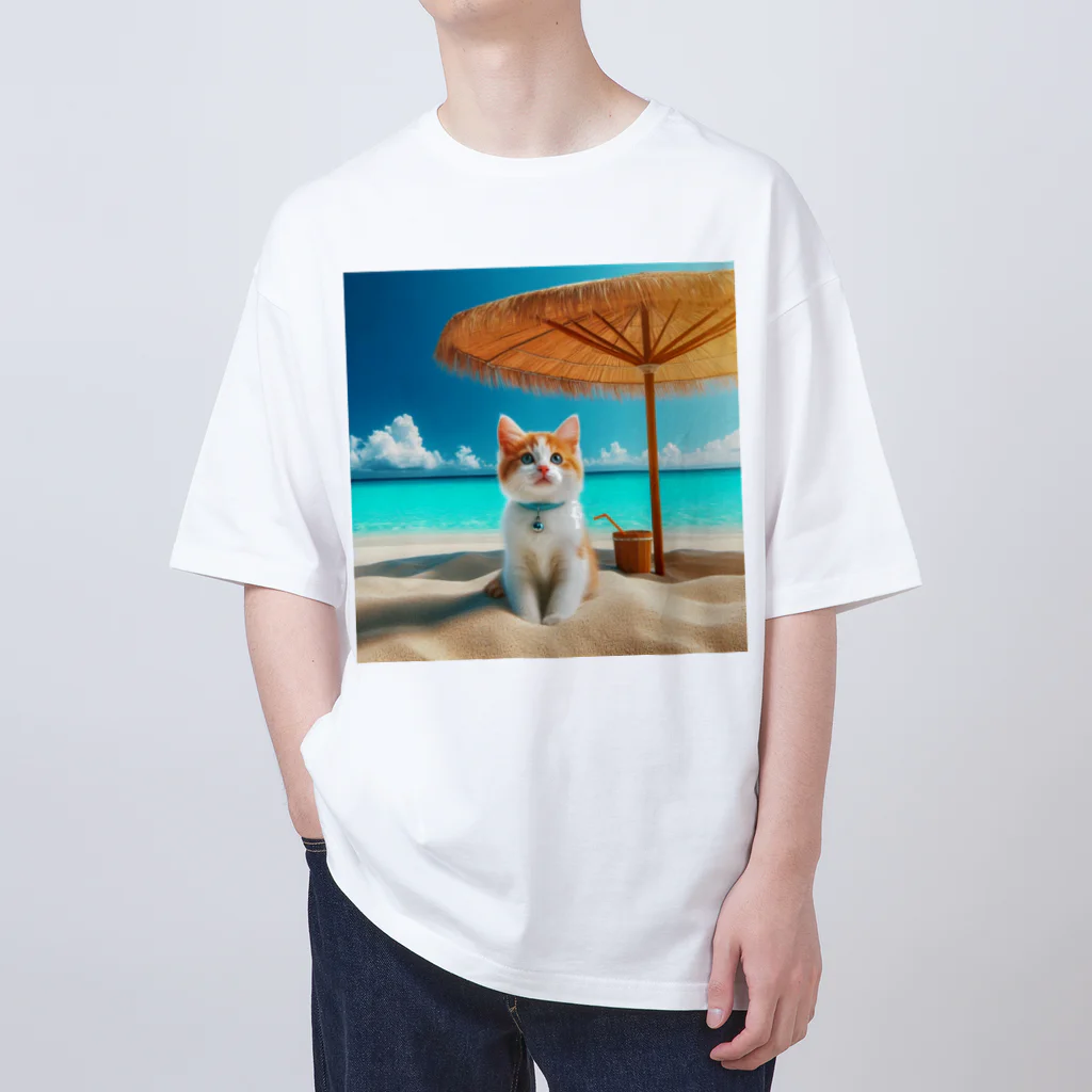 猫と紡ぐ物語の南国の海で一時のバカンスを楽しむ Oversized T-Shirt