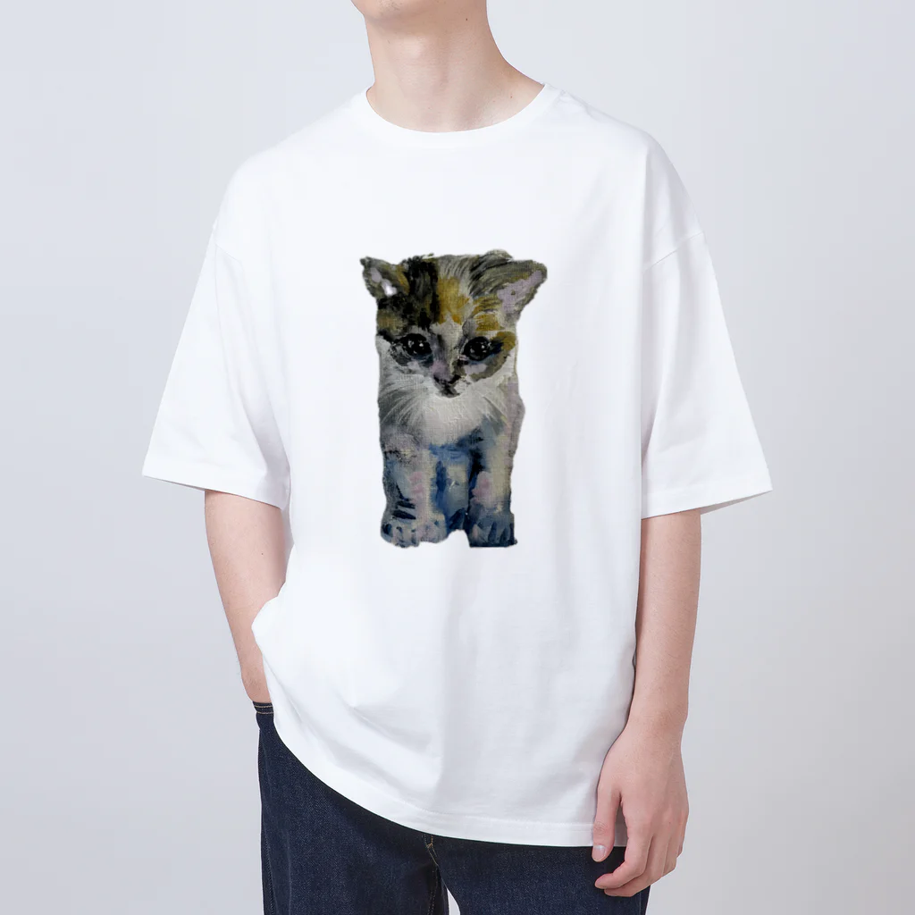 青い猫の真白 オーバーサイズTシャツ