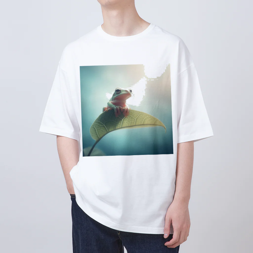 レプタイルズ好き＼(^o^)／の葉っぱの上のカエル Oversized T-Shirt