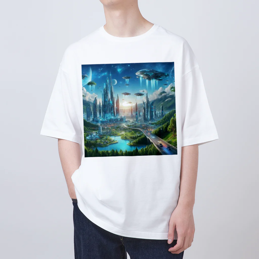 Rパンダ屋の「近未来風景グッズ」 Oversized T-Shirt