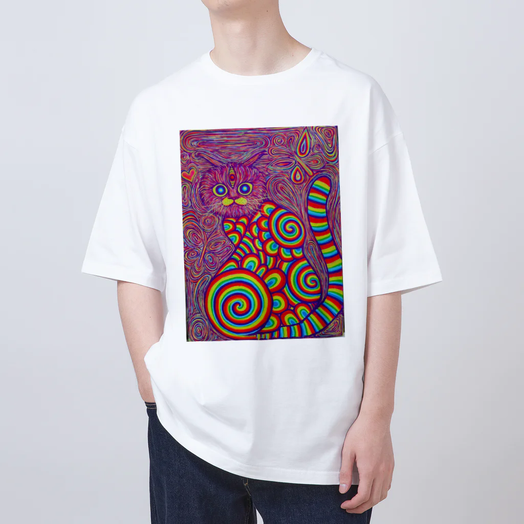 Psychedelic Works🌈🧠のRainbow cat オーバーサイズTシャツ