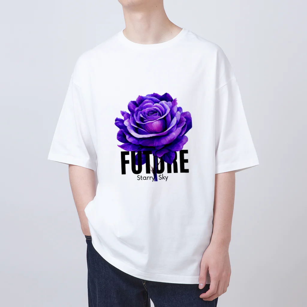 Future Starry Skyの紫色の薔薇 オーバーサイズTシャツ