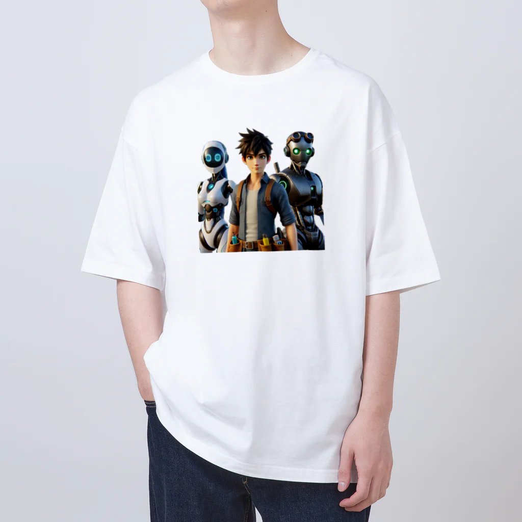 ETOWA_TOWAの未来都市のロボットたち Oversized T-Shirt