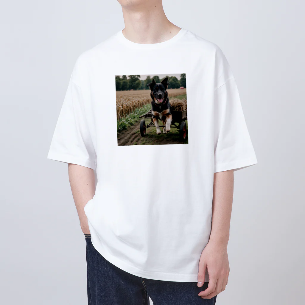 kaerinｰofficeのこのキュートな写真では、リヤカーを引っ張る愛らしい犬が登場♪  オーバーサイズTシャツ