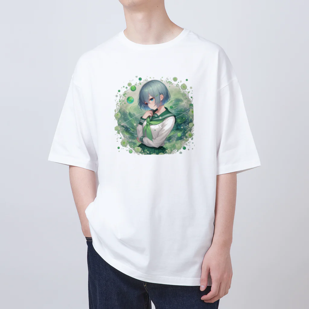 ゆめのかすずめの翠と緑 Oversized T-Shirt