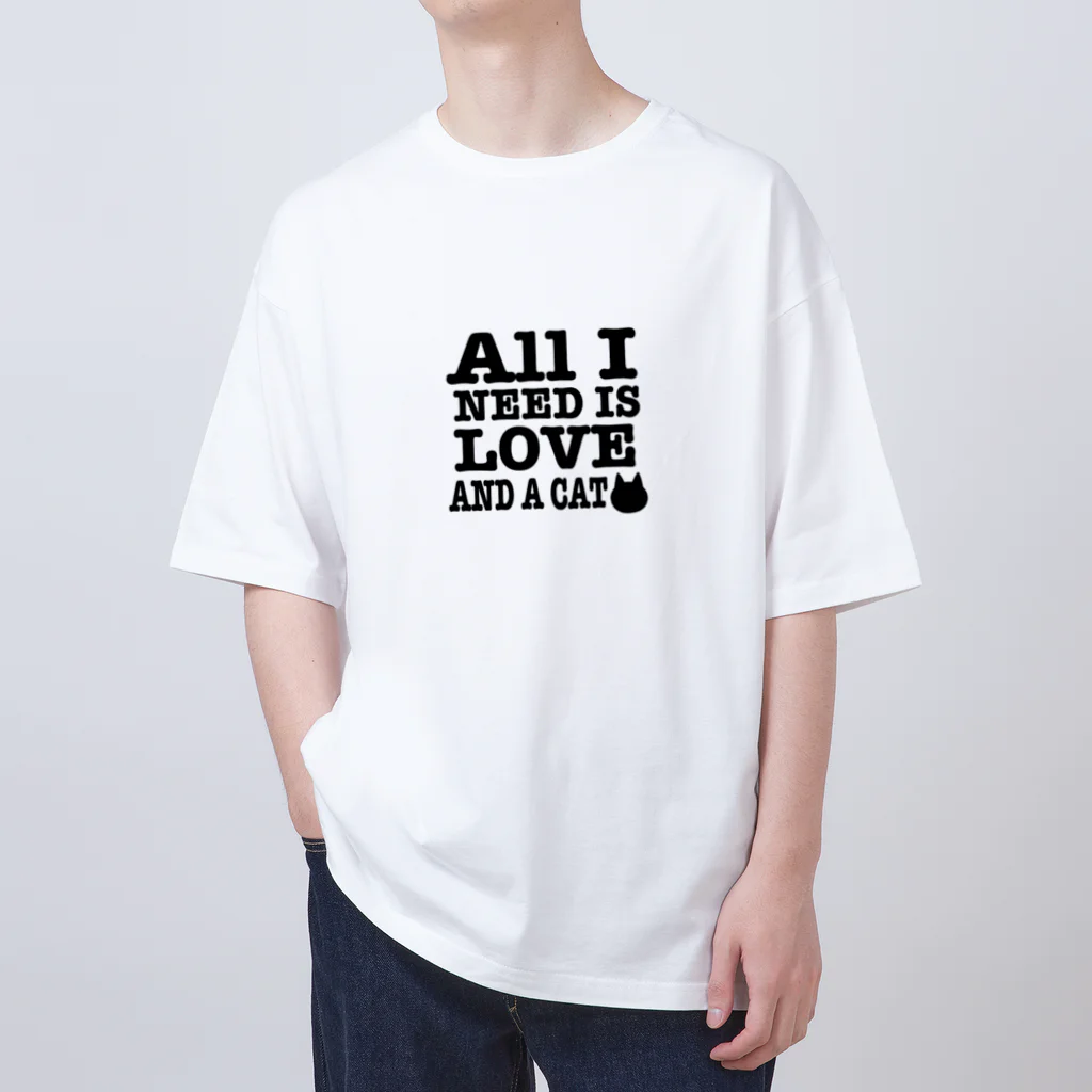 ぴょんぴょんの必要なものは愛とネコだけ♡ All I NEED IS LOVE AND A CAT オーバーサイズTシャツ