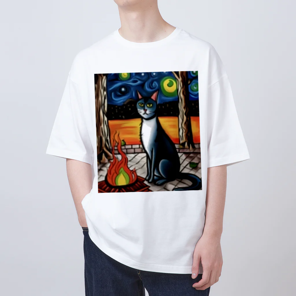 Ppit8の星に包まれる夜のアトミックファイヤー Oversized T-Shirt