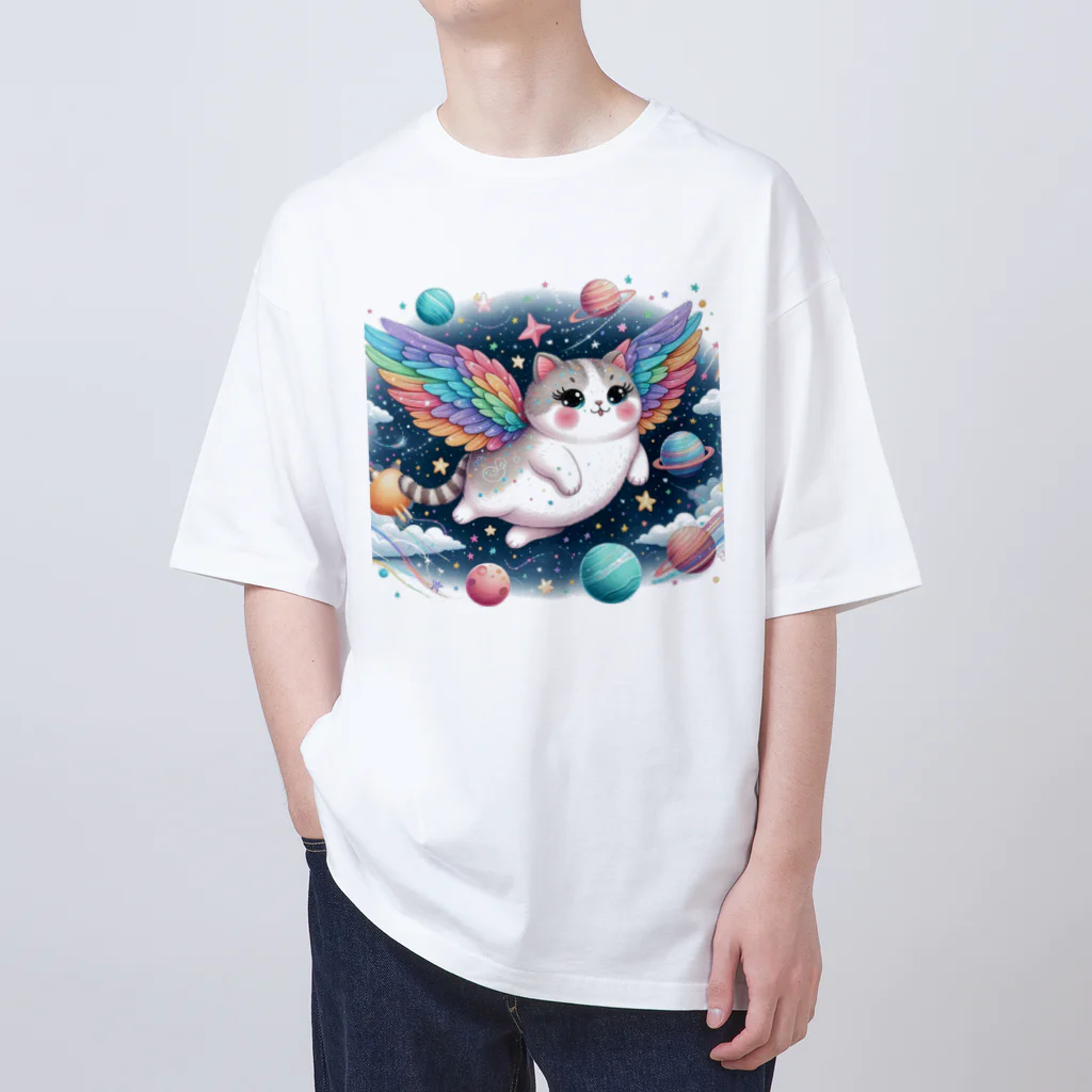 キャットパラダイス☆彡のユニ猫　宇宙空間 オーバーサイズTシャツ