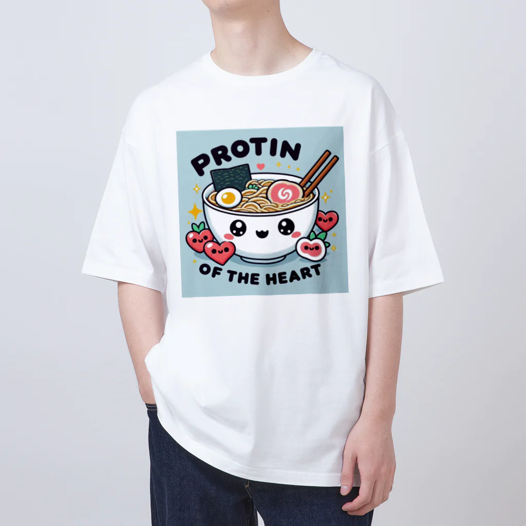 FOOD･Tのラーメンは心のプロテイン オーバーサイズTシャツ