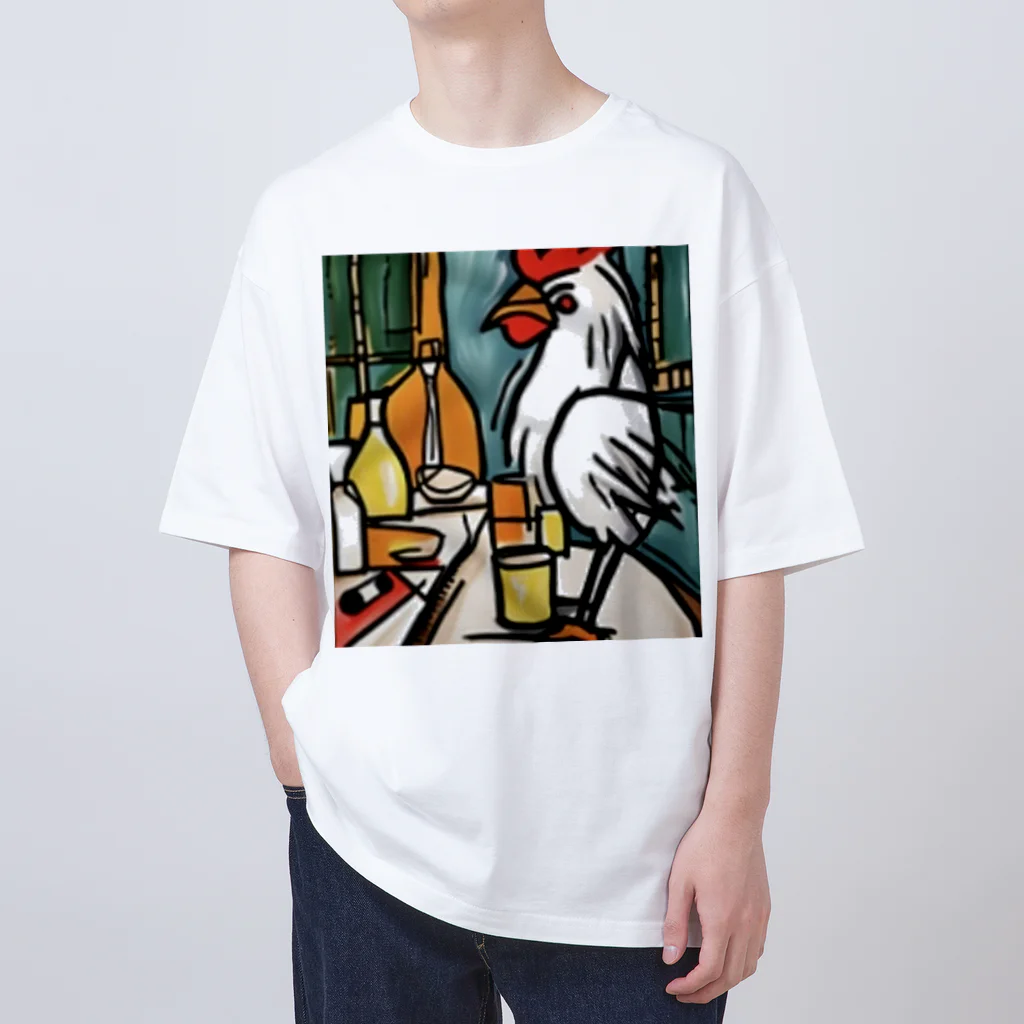 Ppit8のにわとりさん朝ごはんを食べる！ オーバーサイズTシャツ