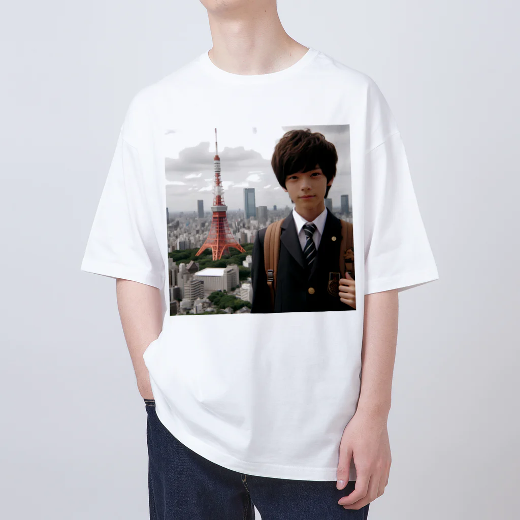 可愛い男の子イラスト販売所　By,keicyanの男の子　中学1年生　タワーバッグに Oversized T-Shirt