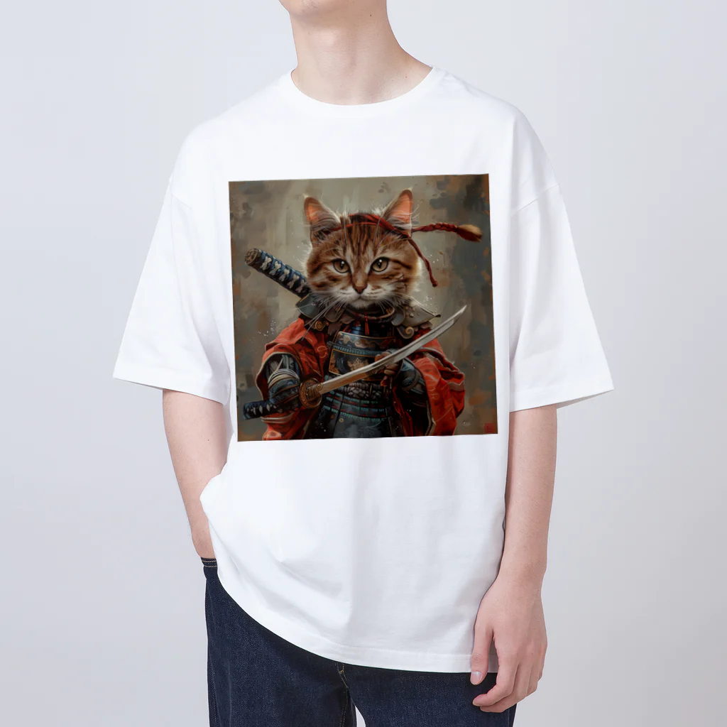 AQUAMETAVERSEの猫サムライ・ミケ　Tomoe bb 2712 オーバーサイズTシャツ