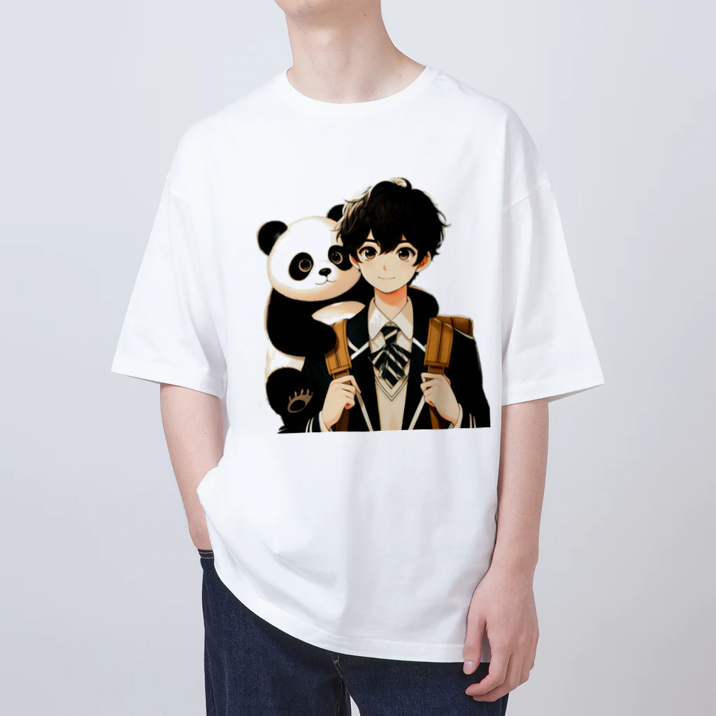 可愛い男の子イラスト販売所　By,keicyanの男の子　中学1年生　パンダ オーバーサイズTシャツ