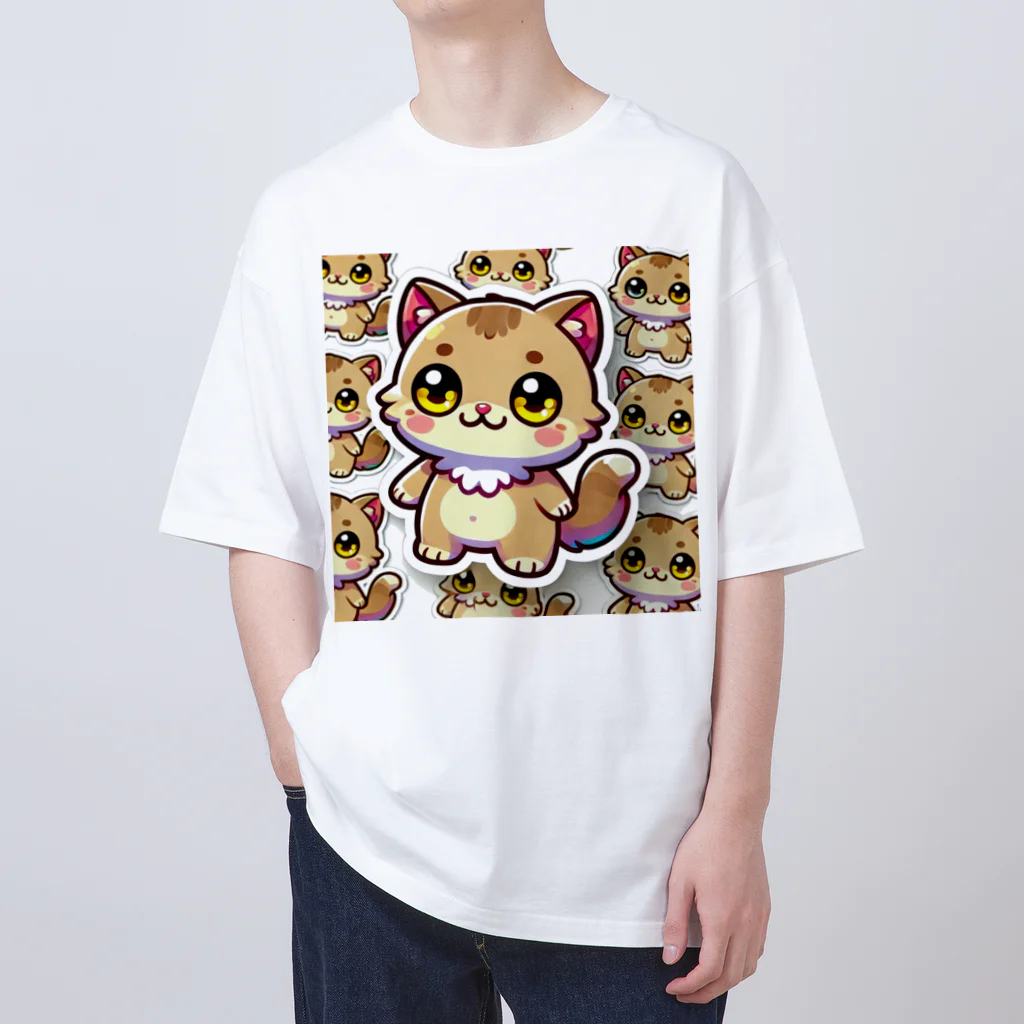 hiiro_catのふんわりした薄茶色に包まれた、ふんわりとした猫 オーバーサイズTシャツ