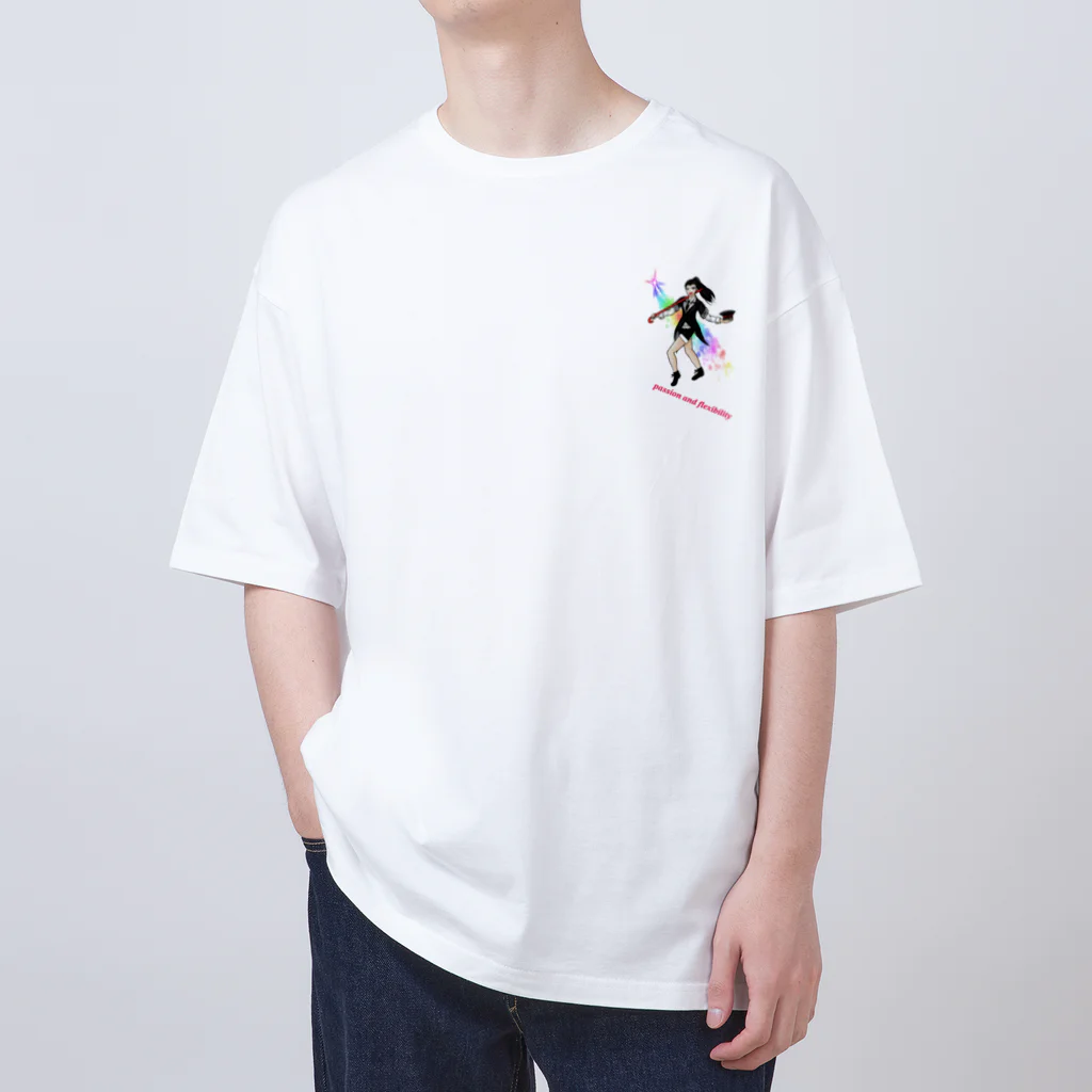 Lily bird（リリーバード）のフルカラー ジャズダンサー 光と英字ロゴ オーバーサイズTシャツ