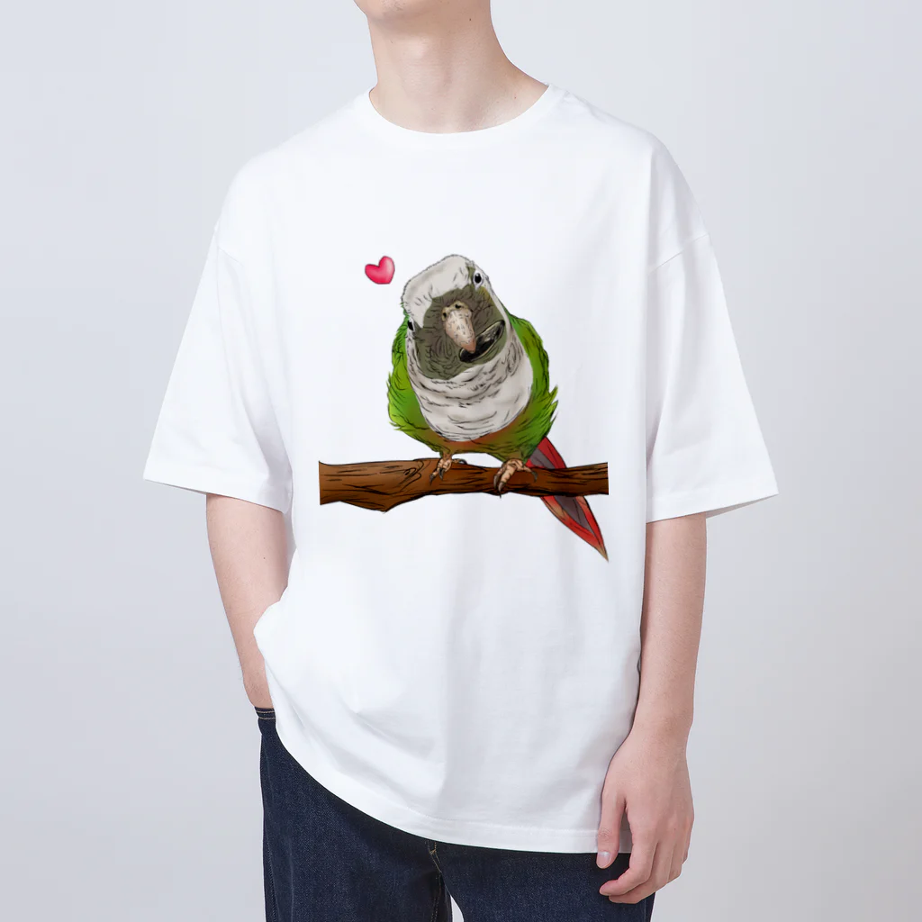 Lily bird（リリーバード）のホオミドリアカオウロコインコ フルカラー① Oversized T-Shirt