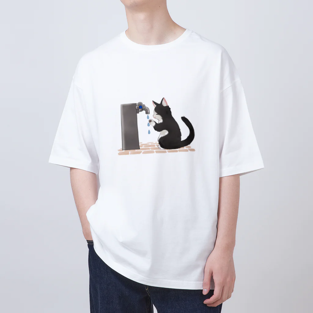 #保護猫カフェひだまり号の手洗い猫 オーバーサイズTシャツ