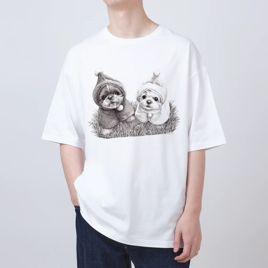 Momojiの犬画のぽんちょ隊 オーバーサイズTシャツ