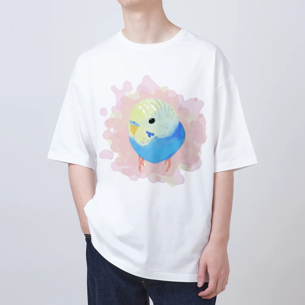 まめるりはことりのまるまるセキセイインコ【まめるりはことり】 オーバーサイズTシャツ