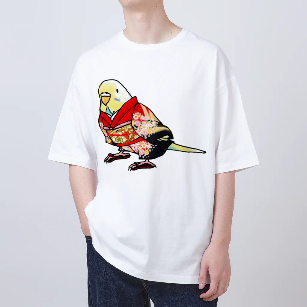 まめるりはことりのごきげん着物セキセイインコ【まめるりはことり】 Oversized T-Shirt