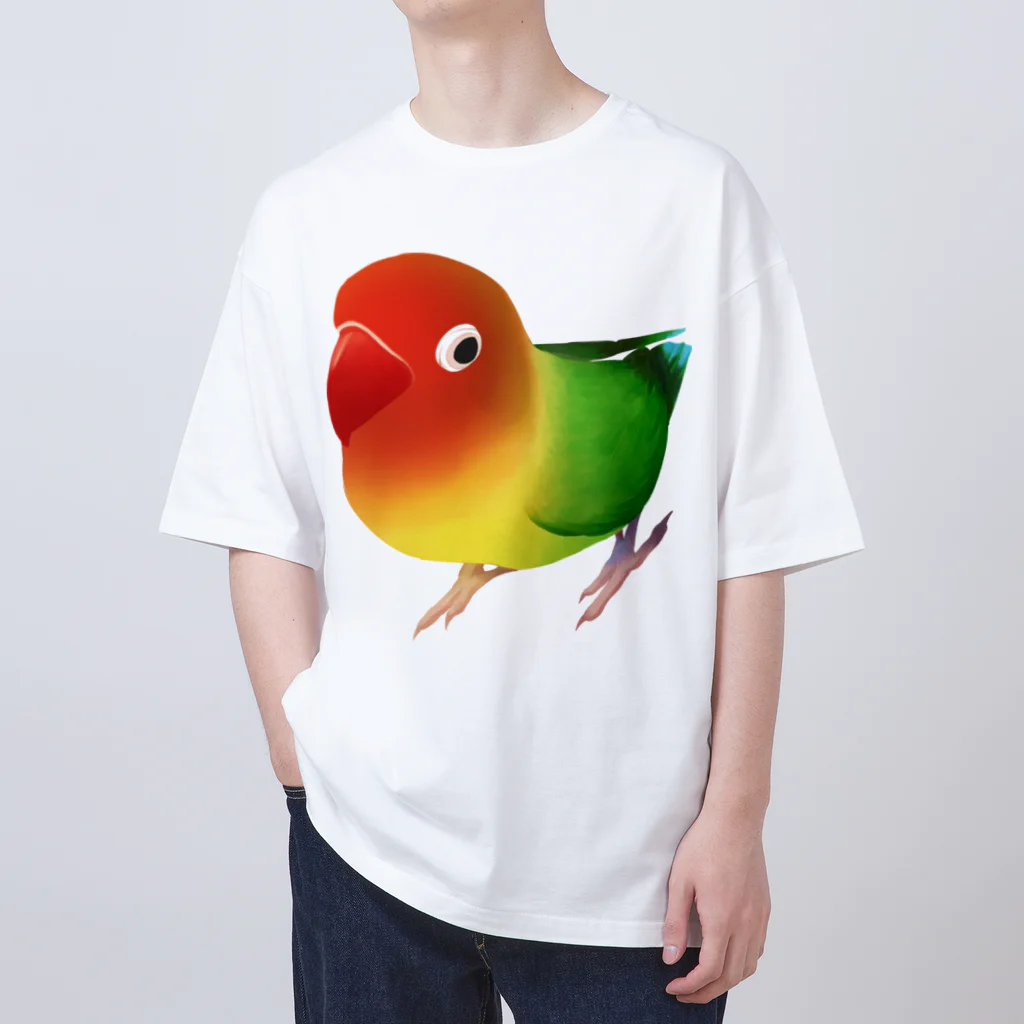 まめるりはことりのボタンインコ　おすましルリゴシボタンインコ【まめるりはことり】 Oversized T-Shirt