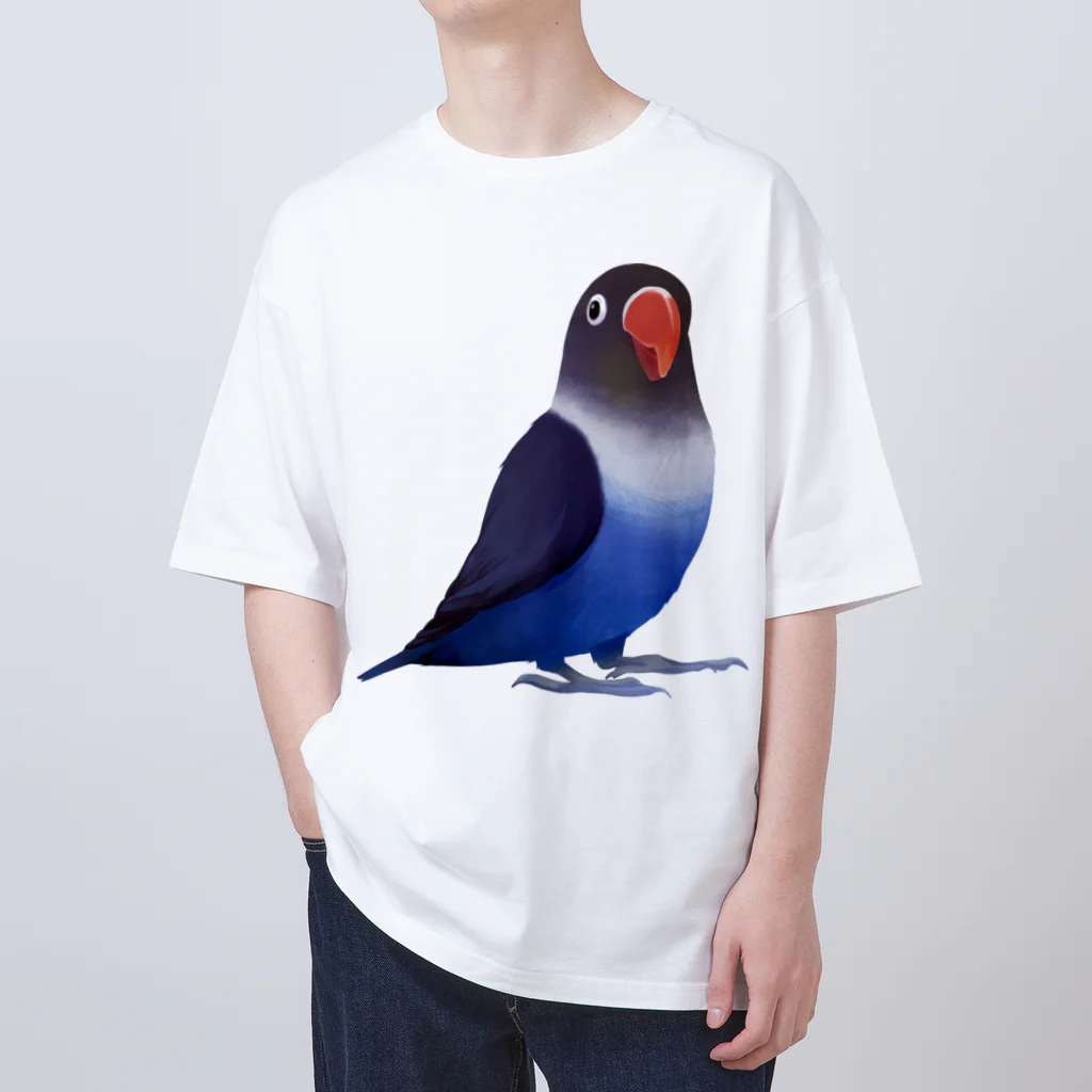 まめるりはことりのボタンインコ　おすましコバルトブルー【まめるりはことり】 オーバーサイズTシャツ