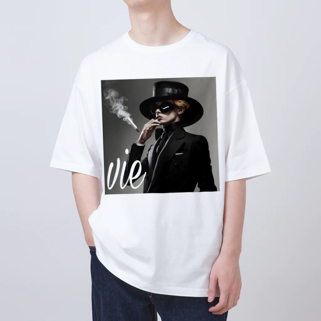 vieのvie BLACK_smoke Oversized T-Shirt