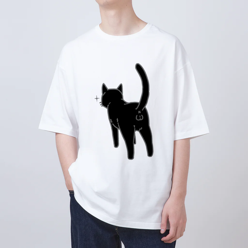 Riotoのねこけつω（黒猫） オーバーサイズTシャツ