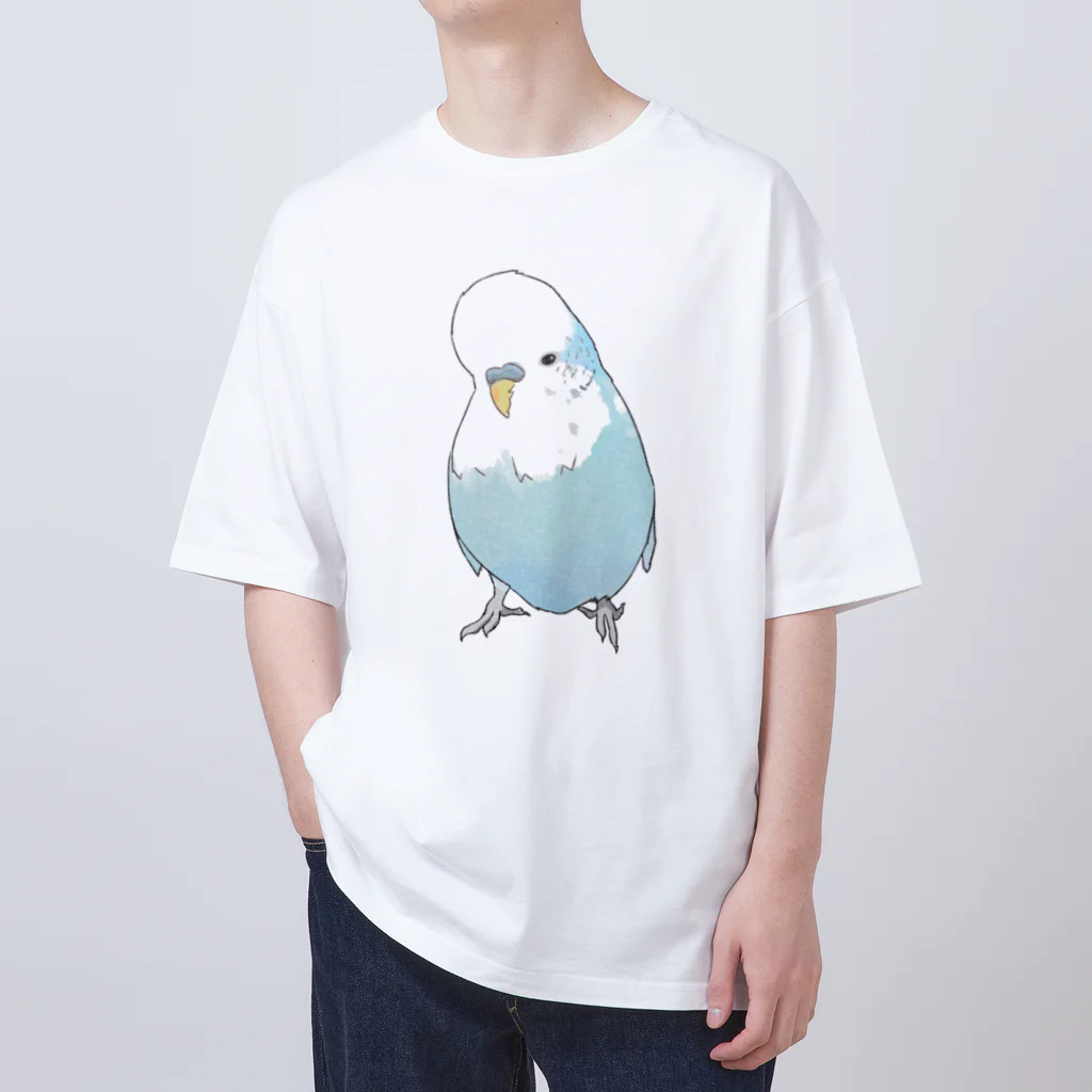 まめるりはことりの可愛いジャンボセキセイインコ【まめるりはことり】 オーバーサイズTシャツ