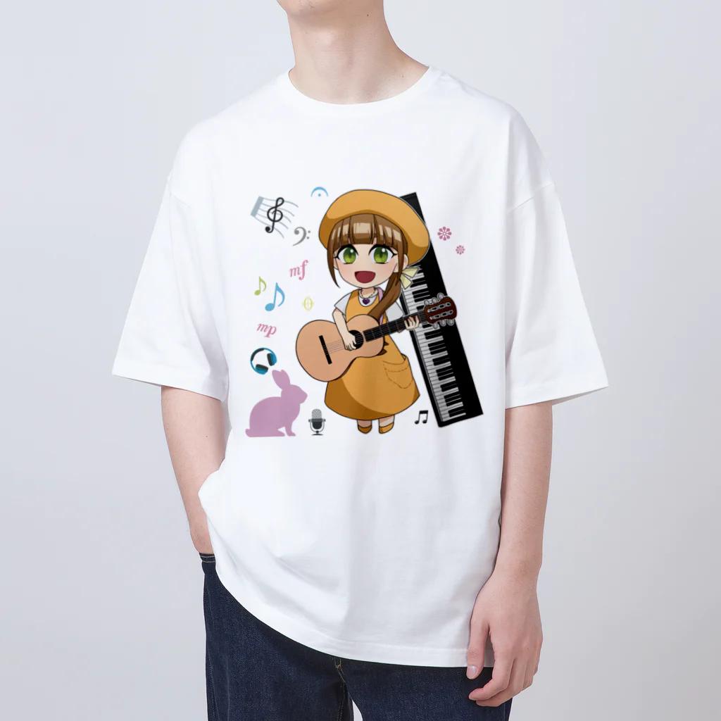 ふわりおんぷふぁーむのかおふあちゃんギター&ピアノ(フルカラー) Oversized T-Shirt